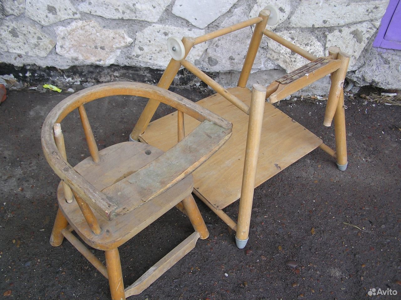 Советский детский стульчик на колесиках и пружинах СССР