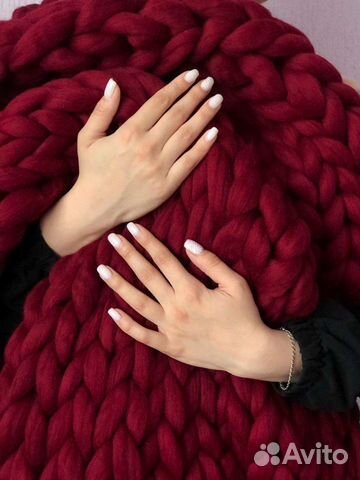 Плед крупной вязки из шерсти Мериноса