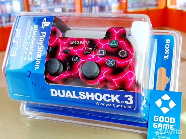 PS3 Геймпад. Красные молнии. Новый