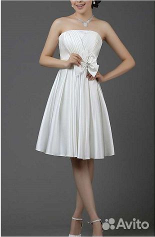 Белое платье короткое свадебное выпускное снегуроч