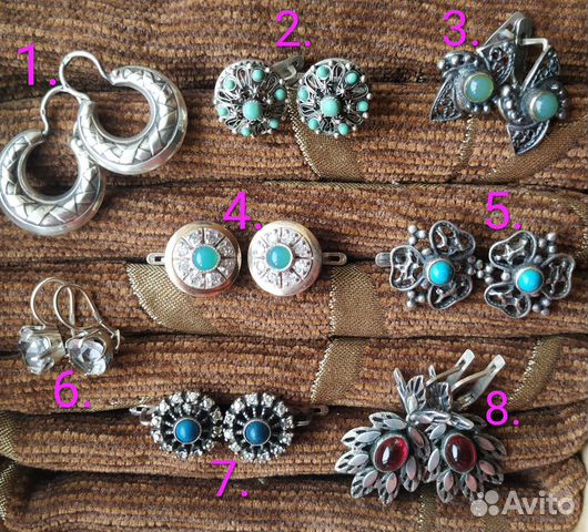 Серьги СССР серебро 875 925 винтаж