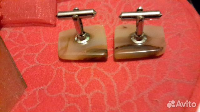 Запонки мужские новые бразильский агат СССР крупны Запонки мужские новые бразильский агат СССР крупны