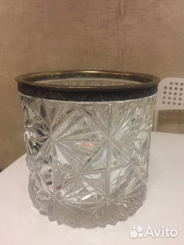 Хрустальная ваза с металическим ободком СССР— фотография №1