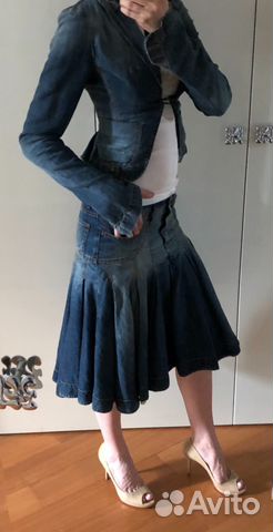 Джинсовый костюм юбка и куртка Patrizia Pepe 40