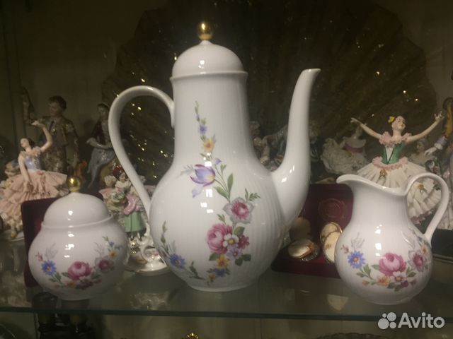 Сервиз кофейный с цветами антикварный фарфор