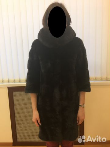 Шуба норковая поперечка с капюшоном