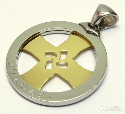 Подвеска Bvlgari, сталь/золото 750 пробы, оригинал