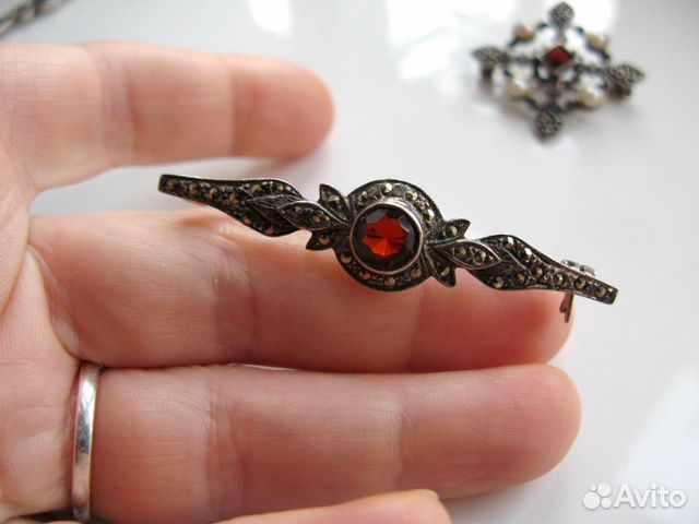 Антикварные Серебряные Броши Гранат Арт деко Антикварные Серебряные Броши Гранат Арт деко