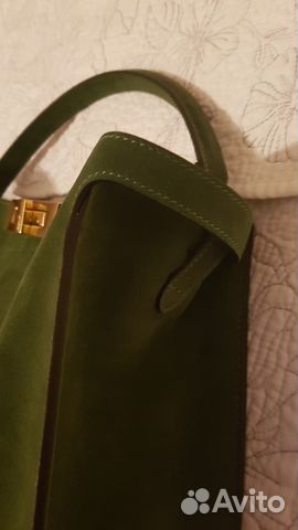 Сумка fendi из замши зеленого цвета, оригинал