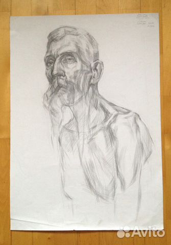 Учебный рисунок, портрет натурщика (поясной) Учебный рисунок, портрет натурщика (поясной)