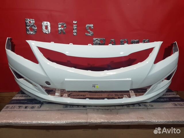 Hyundai Solaris бампер передний белый цвет PGU
