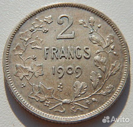 2 франка 1909 года. Бельгия