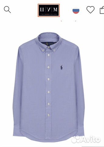 Рубашка Polo Ralph Lauren для мальчиков голубая 14 Рубашка Polo Ralph Lauren для мальчиков голубая 14