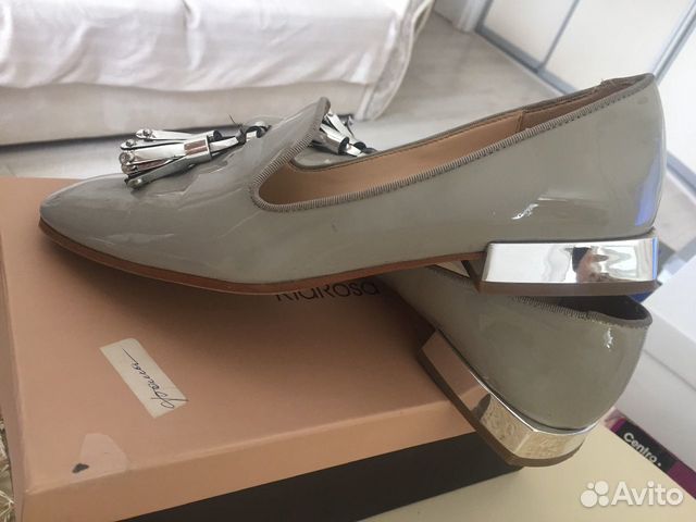 Мокасины Лоферы серые лак Zara