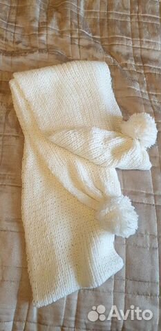 Шарф белый вязаный ручная работа