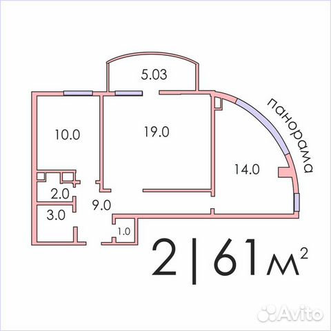2-к квартира, 61 м², 7/24 эт. 2-к квартира, 61 м², 7/24 эт.