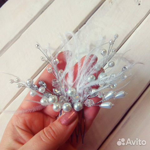 Свадебный гребень с перьями Свадебный гребень с перьями