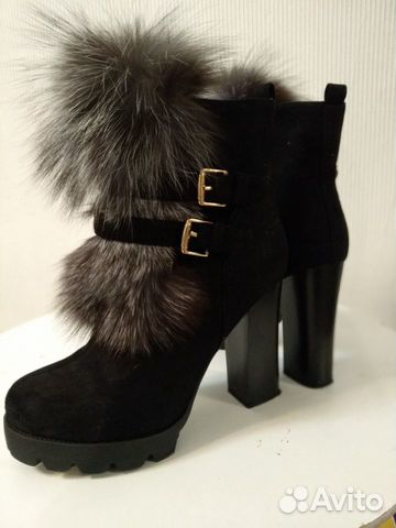Ботинки женские зимние, с мехом внутри и снаружи
