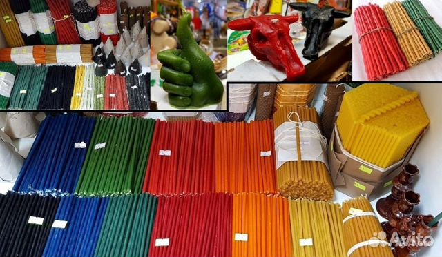 Цветные восковые свечи(Белые, черные, цветные)