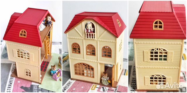 Sylvanian 3-этажный дом + жители + мебель + аксесс