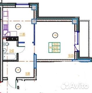 1-к квартира, 45.8 м², 20/25 эт.