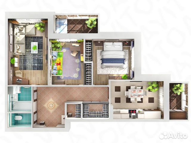 3-к квартира, 69.7 м², 9/16 эт.