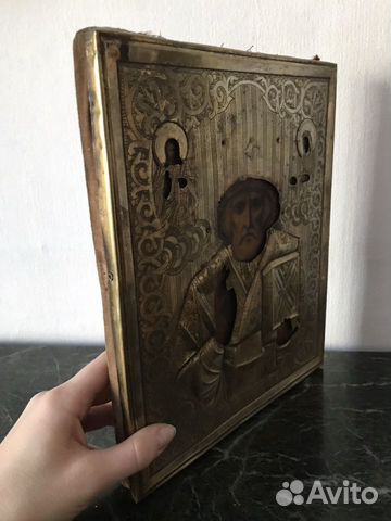 Икона Николай Чудотворец зимний оклад