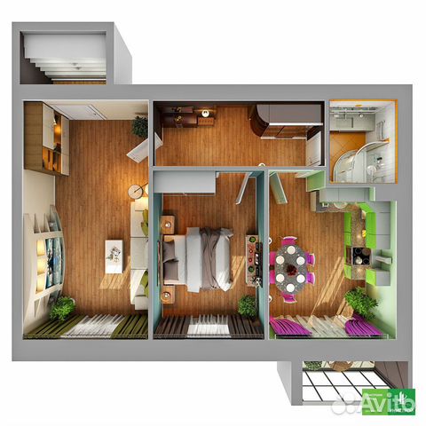 2-к квартира, 45.1 м², 2/3 эт. 2-к квартира, 45.1 м², 2/3 эт.