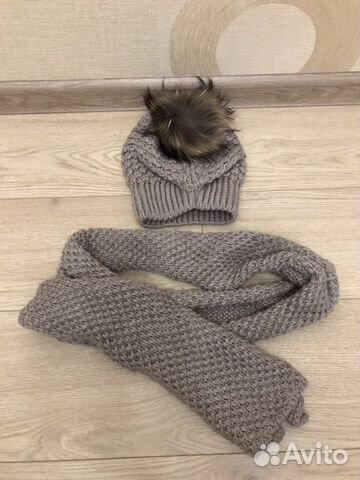 Набор шарф и шапка, осень-зима, б/у, состояние нов