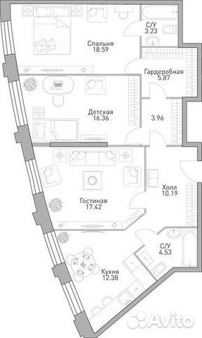3-к квартира, 94.4 м², 35/39 эт. 3-к квартира, 94.4 м², 35/39 эт.