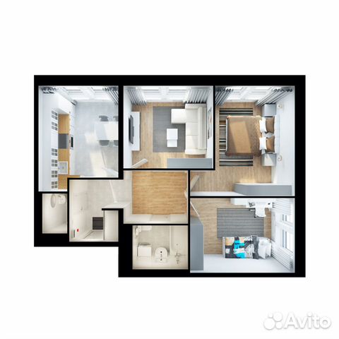 3-к квартира, 64.6 м², 2/25 эт. 3-к квартира, 64.6 м², 2/25 эт.