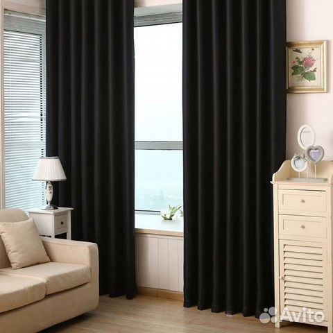 Шторы блэкаут черные 2 шт