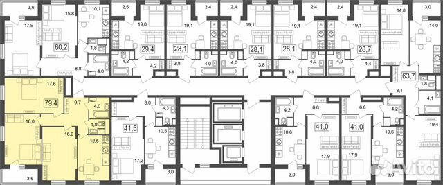 3-к квартира, 79.4 м², 9/25 эт.