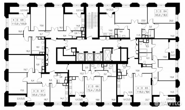 3-к квартира, 95.9 м², 13/24 эт. 3-к квартира, 95.9 м², 13/24 эт.