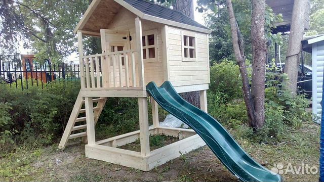 Игровой центр - домик + горка + песочница. Играем