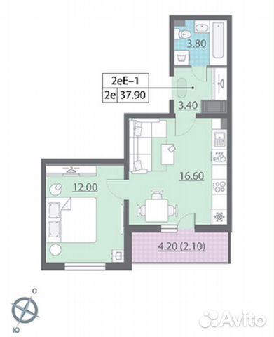 1-к квартира, 38 м², 23/23 эт.