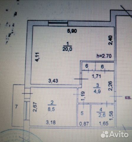 1-к квартира, 40 м², 1/5 эт. 1-к квартира, 40 м², 1/5 эт.