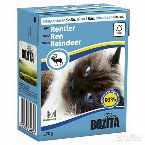 Корм для кошек bozita Кусочки в соусе с оленем кон