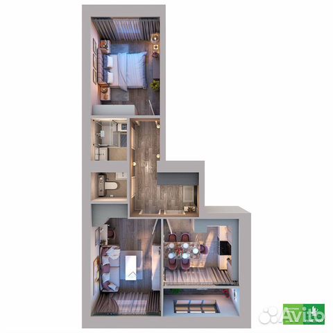 2-к квартира, 53.7 м², 9/10 эт.