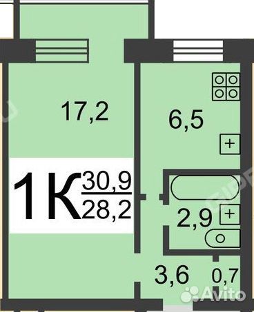 1-к квартира, 33 м², 3/5 эт. 1-к квартира, 33 м², 3/5 эт.