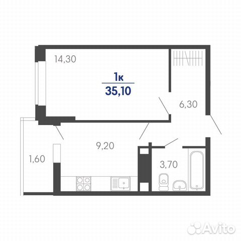 1-к квартира, 35.1 м², 11/24 эт.