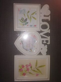 Белая фоторамка на три фотографии