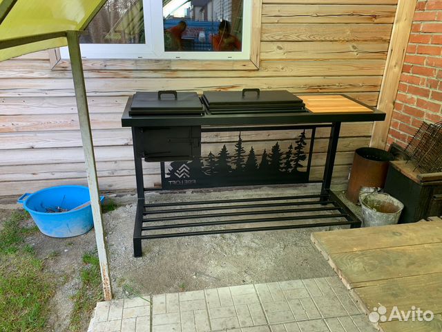 Мангал 3 в 1: мангал + печь для казана + стол
