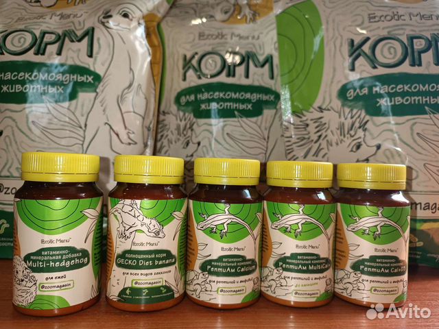 Витамины, консервы и корма для гекконов и ежей