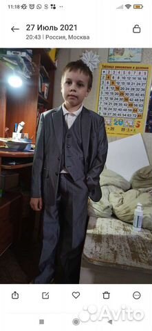 Костюм новый тройка. Графит. 7-9 лет