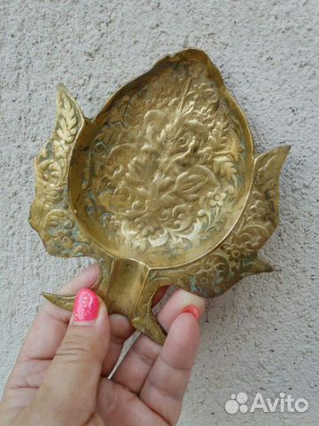 Антикварная редкая икорница Рыбка бронза