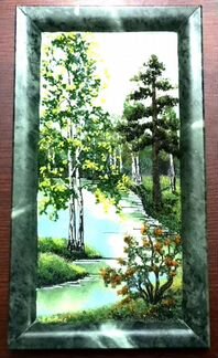 Картина-панно «Каменная роспись» в мраморной рамке