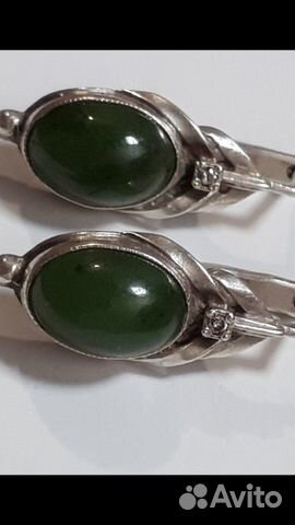 Серебро 875 пр, нефрит