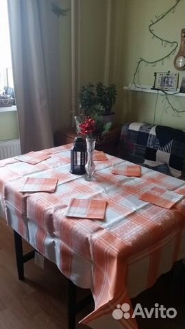 Скатерть с 6 салфетками льняная новая СССР
