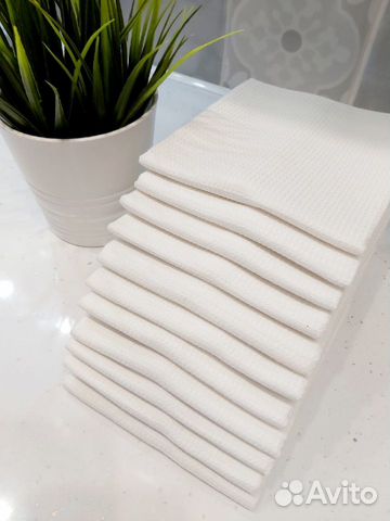 Вафельные полотенца белые плотные